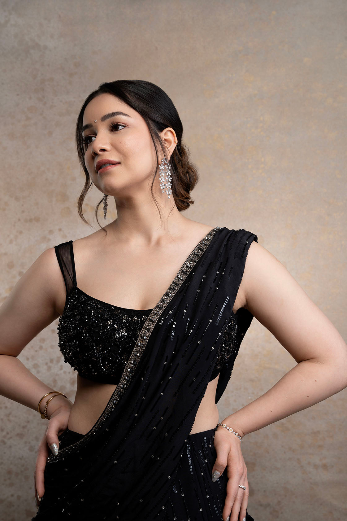 Sara Tendulkar in Timeless Noir saree set