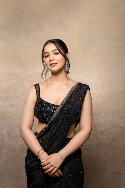 Sara Tendulkar in Timeless Noir saree set